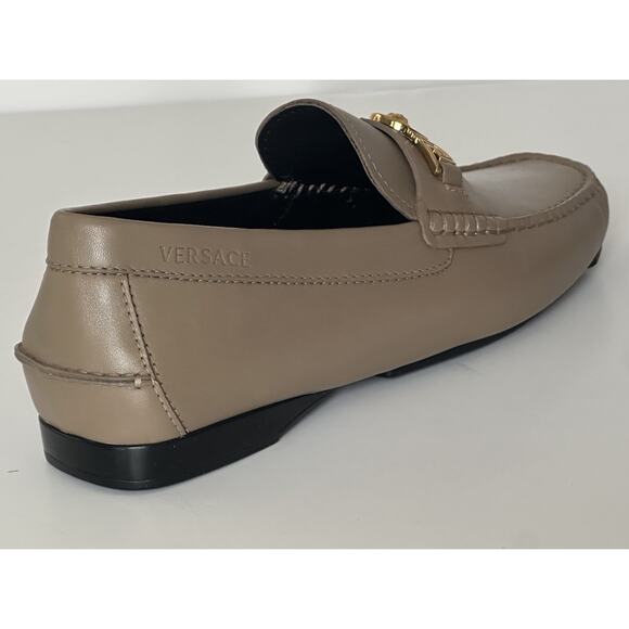 VERSACE Medusa Men's Taupe Leather Driver Shoes 7 US (40 Euro) 1009707 NIB $850 - Picture 5 of 16